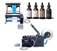 zhenmaster Applicateur D'Étiquettes pour Bouteilles, Machine À Étiqueter Les Bouteilles Rondes Électrique, Application sans Bulles Réglable, Étiquetage 30-40 Pièces/Min pour Brasseries(Upgraded)