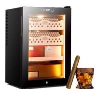 zhenmaster Cave À Cigares Réfrigérée 50l Avec Humidité Constante 60-80%, Température Réglable 16-23°C, Hygromètre Numérique, Cèdre Espagnol, Circulation D’Air 360°, Cadeau Homme(Winecabinet)