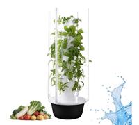 zhenmaster Jardin Vertical hydroponique avec Irrigation Automatique & lumière LED - Tour pour légumes et Plantes aromatiques - Structure ABS Robuste - Installation Rapide(28Holes+LED)