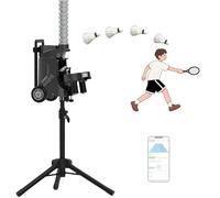 zhenmaster Machine de service de badminton Bluetooth avec 52 capacités de navette, hauteur et angle réglables, 6 modes intelligents, navette d'alimentation portable à piles pour tous les niveaux