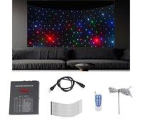 zhenmaster Rideau LED fond étoilé pour mariage, spectacle, club - DMX/télécommande - lumière stable, tissu ignifuge noir, ambiance immersive garantie(Multicolor,4x4m)