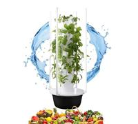 zhenmaster Système hydroponique Vertical avec 36 emplacements, éclairage LED & arrosage Automatique - Tour de Plantation intérieure pour Herbes, Fruits et légumes - ABS Compact(28Holes+LED)