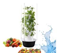 zhenmaster Tour hydroponique avec éclairage LED et Pompe Submersible - Potager Vertical pour balcons et Cuisines - 36 emplacements - Matériau ABS Alimentaire - Jardinage Propre(28Holes+LED)