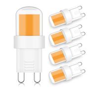 ZHENMING Lot de 5 ampoules LED G9 COB G9 4 W équivalent 20 W 25 W 28 W 40 W Blanc chaud 3000 K 400 lm 220 V Bi-Pin Type court pour chambre à coucher Lustre Restaurant Applique murale non variable