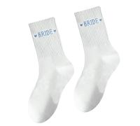 ZHENNB Chaussettes élégantes pour enterrement de vie de jeune fille, lune de miel, voyage essentiel, en coton, cadeau de demoiselle d'honneur, chaussures de demoiselle d'honneur, cadeau, Mots bleus de