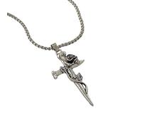 ZHENNB Collier en alliage avec pendentif crucifix sculpté en forme de rose complexe pour femme, design léger, fermeture réglable, collier religieux à porter au quotidien, taille unique, Comme décrit