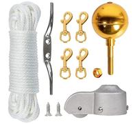 ZHENNB Kit d'entretien professionnel pour mât de drapeau - Corde en nylon antirouille - Noir - Pour mâts de 5 à 6,6 cm