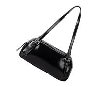 ZHENNB Sac à main moderne en polyuréthane avec finition brillante, sac à bandoulière élégant, grande capacité, sac de bowling de luxe pour femme tendance, Noir , One Size