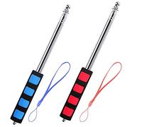 Zhenp 2 Pièces Mât de Drapeau Télescopique, 120cm/47,42 Pouces, 6 Sections, Mât de Drapeau en Acier Inoxydable, Pointeur Extensible, Baguette Télescopique, avec Sangles en Nylon et Sponge Grip, Rouge