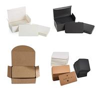 Zhenp 300 Pièces Carte d'Artisanat Vierge, Cartes en Papier Kraft, Papier Kraft Vierge Multicolore, Brown/White/Black,3,54x2,1 Pouces, Carte d'Étiquettes de Message de Bricolage, avec Boîte