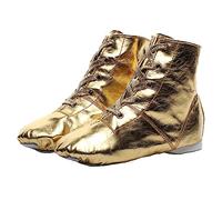 ZHENSI Bottes De Danse en Cuir PU Chaussures De Jazz Semelle Fendue Légère À Lacets Fond Souple pour Enfant Adulte Femme,d'or,35 EU