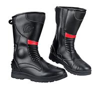 ZHENSI Bottes De Moto pour Hommes Chaussures De Motocross De Route en Cuir Imperméable Fermeture Éclair Au Mollet Moyen Antidérapant Réglable,Noir,42 EU