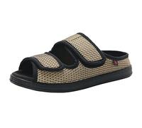 ZHENSI Chaussons pour Diabétiques pour Hommes Et Femmes Extra Larges Réglables Pieds Gonflés Chaussures Bout Ouvert Respirant Antidérapant,Marron,45 EU