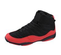 ZHENSI Chaussures Boxe Hommes Femmes Chaussures Lutte Enfants Adolescents Bottes Combat Kickboxing Respirantes Légères pour Squats Haltérophilie,Rouge,40 EU