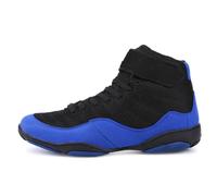 ZHENSI Chaussures Boxe Hommes Femmes Chaussures Lutte Enfants Adolescents Bottes Combat Kickboxing Respirantes Légères pour Squats Haltérophilie,Bleu,33 EU