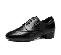 ZHENSI Chaussures Danse Cuir Hommes Chaussures Oxford Danses Latines Salon | Talons Mi-Bas Tige Respirante Semelles Caoutchouc À Lacets Chaussures De Danse Tango/Salsa Modernes Pour Soirées Scène