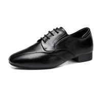 ZHENSI Chaussures Danse Cuir Hommes Chaussures Oxford Danses Latines Salon | Talons Mi-Bas Tige Respirante Semelles Caoutchouc À Lacets Chaussures De Danse Tango/Salsa Modernes Pour Soirées Scène
