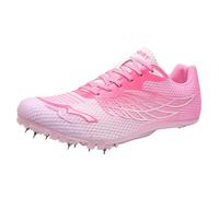 ZHENSI Chaussures D'athlétisme À Pointes Chaussures De Saut De Sprint Hommes Femmes Enfants Chaussures De Course Chaussures De Course Légères,Rose,35 EU