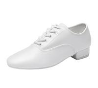 ZHENSI Chaussures De Danse pour Hommes Talon Bas Oxford Latin Chaussures De Salon Modernes,Blanc,45 EU