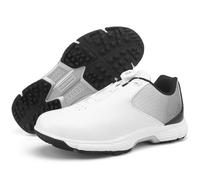 ZHENSI Chaussures De Golf Hommes Baskets en Cuir sans Crampons Imperméables Et Antidérapantes pour Les Sports De Plein Air,Blanc,45 EU