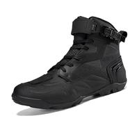 ZHENSI Chaussures De Moto Montantes Hommes Bottes De Course Imperméables Et Antidérapantes Bottines D'extérieur en Cuir,Noir,43 EU
