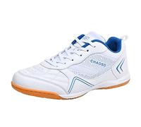 ZHENSI Chaussures De Tennis De Table pour Hommes Ping Pong Indoor Sneaker Résistant À l'usure Léger Adolescent Étudiant Chaussures De Fitness,Blanc,42 EU
