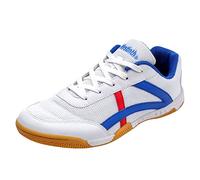 ZHENSI Chaussures De Tennis De Table pour Hommes Sneaker D'intérieur Chaussures De Ping-Pong en Maille Légère À Fond Souple,Bleu,40 EU