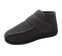 ZHENSI Chaussures Diabétiques Hommes, Chaussures Extra Larges Réglables Pantoufles Chaudes pour Pieds Enflés Fond Souple Antidérapant,Gris,43 EU
