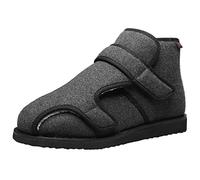 ZHENSI Chaussures Diabétiques Hommes, Chaussures Réglables pour Pieds Larges Et Gonflés Pantoufles Montantes Chaudes en Mousse À Mémoire De Forme Antidérapantes,Gris,42 EU