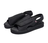 ZHENSI Chaussures Diabétiques Hommes, Sandales De Marche Extra Larges À Bout Ouvert Pantoufles Plates Réglables pour Pieds Gonflés,Noir,41 EU