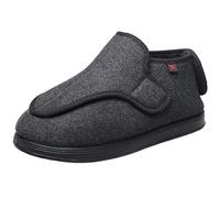 ZHENSI Pantoufles en Coton Extra Larges Femmes, Pieds Gonflés Réglables Chaussures De Marche pour Diabétiques Antidérapantes Et Chaudes,Gris,39 EU