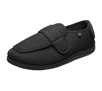 ZHENSI Pantoufles Réglables pour Hommes Pieds Gonflés Larges pour Diabétiques Chaussures Respirantes en Mousse À Mémoire De Forme Antidérapante,Noir,50 EU