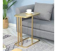 ZHENTHE Table d'appoint en Forme de C Canapé Table d'appoint en Marbre/Métal et Cadre en Acier Doré - A2 - 59 cm x 59 cm