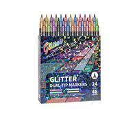 ZHENWO Feutres effet paillettes, feutres paillettes,24/48/72/96 couleurs contour marqueurs métalliques pour cartes, bricolage, écriture, coloriage pour adultes, fournitures d’art (48 colors)