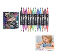 ZHENWO Feutres effet paillettes, feutres paillettes,24/48/72/96 couleurs contour marqueurs métalliques pour cartes, bricolage, écriture, coloriage pour adultes, fournitures d’art (24 colors)