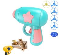 ZHENWO Lanceur De Disque Volant, Ensemble Interactif De Jouets à Lancer pour Chats, Lanceur De Jouets à Lancer Pur Chats, HéLices Et Disques Volants ColoréS pour Jouer (Bleu Clair)