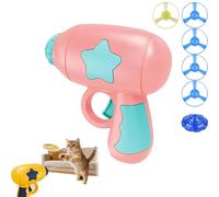 ZHENWO Lanceur De Disque Volant, Ensemble Interactif De Jouets à Lancer pour Chats, Lanceur De Jouets à Lancer Pur Chats, HéLices Et Disques Volants ColoréS pour Jouer (Rose)