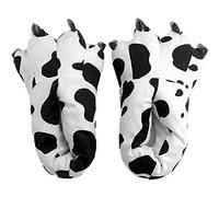 ZHER-LU - Chaussons en peluche en forme de patte d’animal, chaussures de costume unisexes en peluche douce pour la maison, chaussons en costume animal en forme de patte, vache, 38.5 EU
