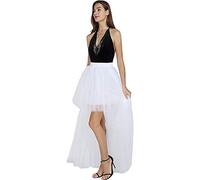 ZHER-LU Jupe en tulle à queue d'hirondelle pour femme - Sexy dos nu - Longue - Jupe en tulle moelleuse - Tutu de ballet - Robe de mariage - Sous-jupe, Blanc., taille unique