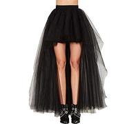 Zher-Lu Jupe en tulle asymétrique longue à l’arrière - Sexy - pour femme (Noir, taille unique)