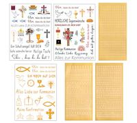 ZHERIKAH 3 Pièces Tatouages de Bougie, lettres thermocollants dorées, lettres autocollantes, Feuilles D'autocollants our Bougies de Communion, pour Bougies, Confirmation, Communion Ou Baptême(B)