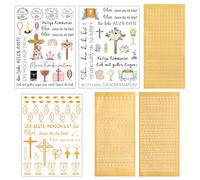 ZHERIKAH 3 Pièces Tatouages de Bougie, lettres thermocollants dorées, lettres autocollantes, Feuilles D'autocollants our Bougies de Communion, pour Bougies, Confirmation, Communion Ou Baptême(A)