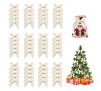 ZHERIKAH 60 Pièces Noeuds, Ruban pour Sapin de Noel, 7 * 7CM, Noeud Sapin de Noel, pour le Bricolage, la Décoration de Cartes de Vœux, la Décoration de Noël et la Saint-Valentin, Blanc Cassé