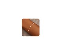 ZHESHY Bracelet Femme Or Trefle À 4 Feuilles Pierre De Naissance Bracelets | Réglable,14k Plaqué Or,En Zircon Cubique Pendentif Chaîne Bracelets,Amitié Parure,Mode Bijoux,Idée Cadeau Anniversaire Femme