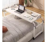 ZHFASDS Bureau à roulettes sur Le Lit avec roulettes,Table De Lit CroiséE avec roulettes Bureau RéGlable en Hauteur Et en Longueur Table De Lit Debout pour Table D'Ordinateur(Color:Blanc)