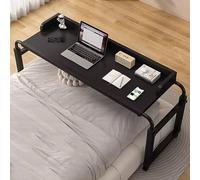 ZHFASDS Bureau à Roulettes Sur Le Lit, Table Croisée Réglable en Hauteur Et en Longueur pour Ordinateur (Noir)