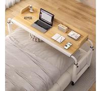 ZHFASDS Bureau à Roulettes Sur Le Lit, Table De Lit Croisée Réglable en Hauteur Et en Longueur, Table D'Ordinateur Debout (Couleur: Bois)