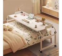 ZHFASDS Bureau Roulant Lit à roulettes，Bureau RéGlable en Hauteur Et en Longueur Support pour Ordinateur Portableroulant Lit Table pour Bureau Lit Canapé HôPital Le(Color:Blanc)