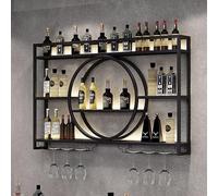 ZHFASDS Casier à Vin Mural avec Support，PréSentoirs à Vin Muraux pour Unité De Bar éTagèRe en Verre PréSentoir en Fer pour Unité De Bar pour La Maison Restaurant(Size:120cm,Color:Noir)