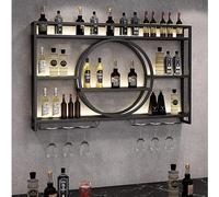 ZHFASDS Casier à Vin Mural en MéTal，Porte-Bouteilles Muraux Industriels Casier à Vin en MéTal éTagèRes Polyvalentes en MéTal Casier Industriel Bar éTagèRe à Vin en Fer(Size:120cm,Color:Noir)